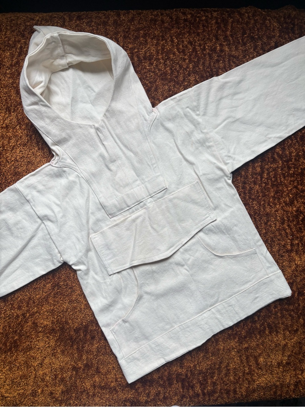 Kids handmade Cream Hooded Pullover coat